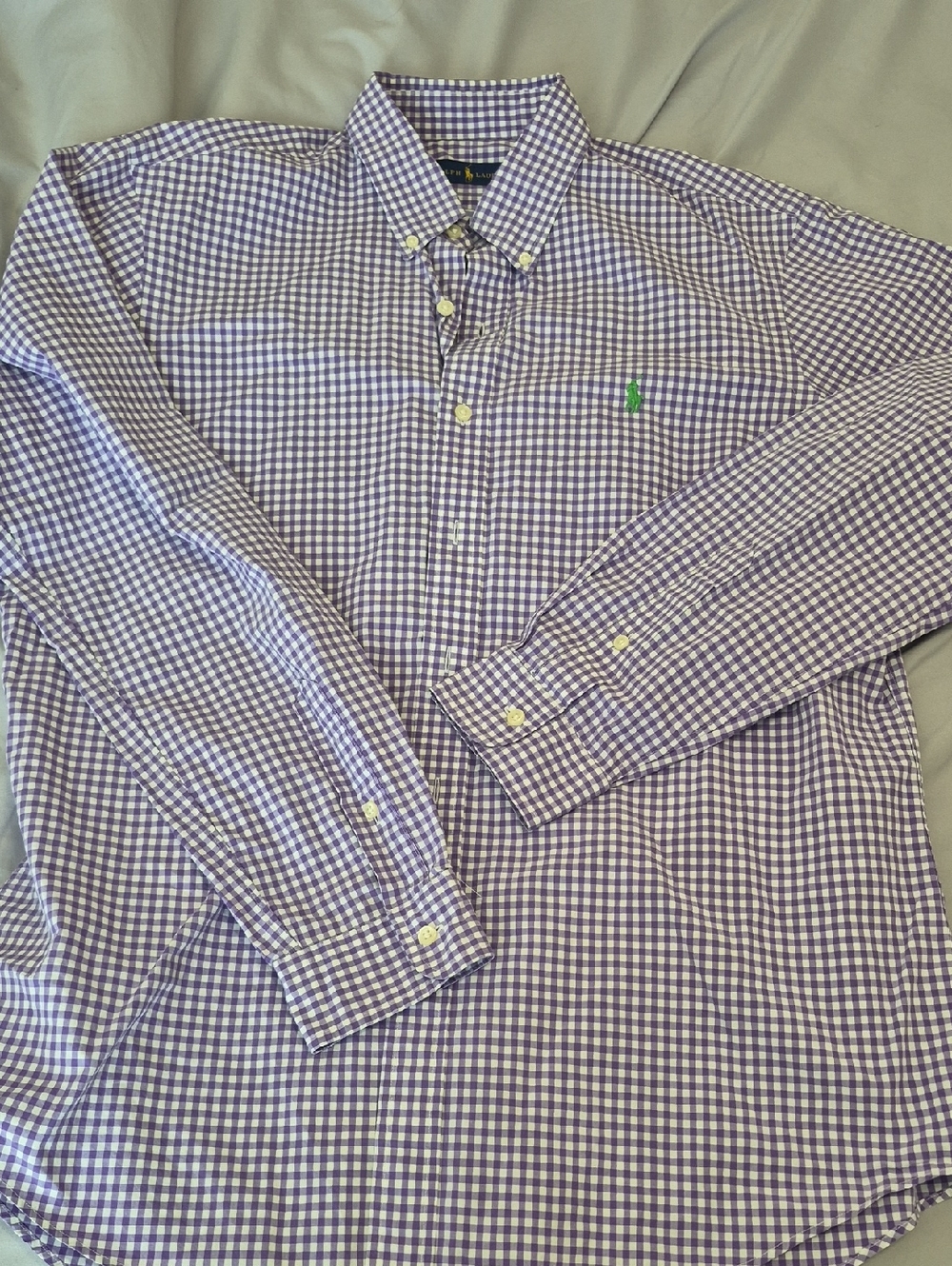Ralph Lauren Purple Gingham Button-Down Shirt Size Large